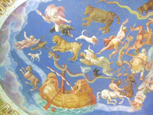 La sala del Mappamondo. Particolare della volta