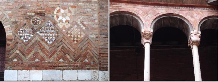 dettagli della muratura della Rotonda Stefaniana e i capitelli del Cortile di Pilato
