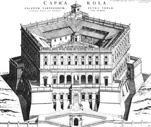 Palazzo Farnese in una stampa seicentesca