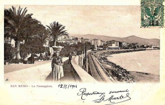 Cartolina storica con la ferrovia protagonista